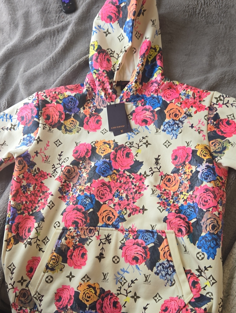 Louis Vuitton Floral Monogram Jacket in Cream with Pink, Blue & Yellow Accents